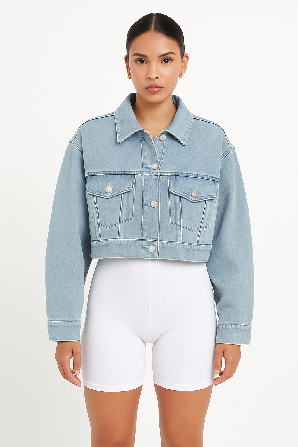 Faded Oversized Cropped Denim Jacket