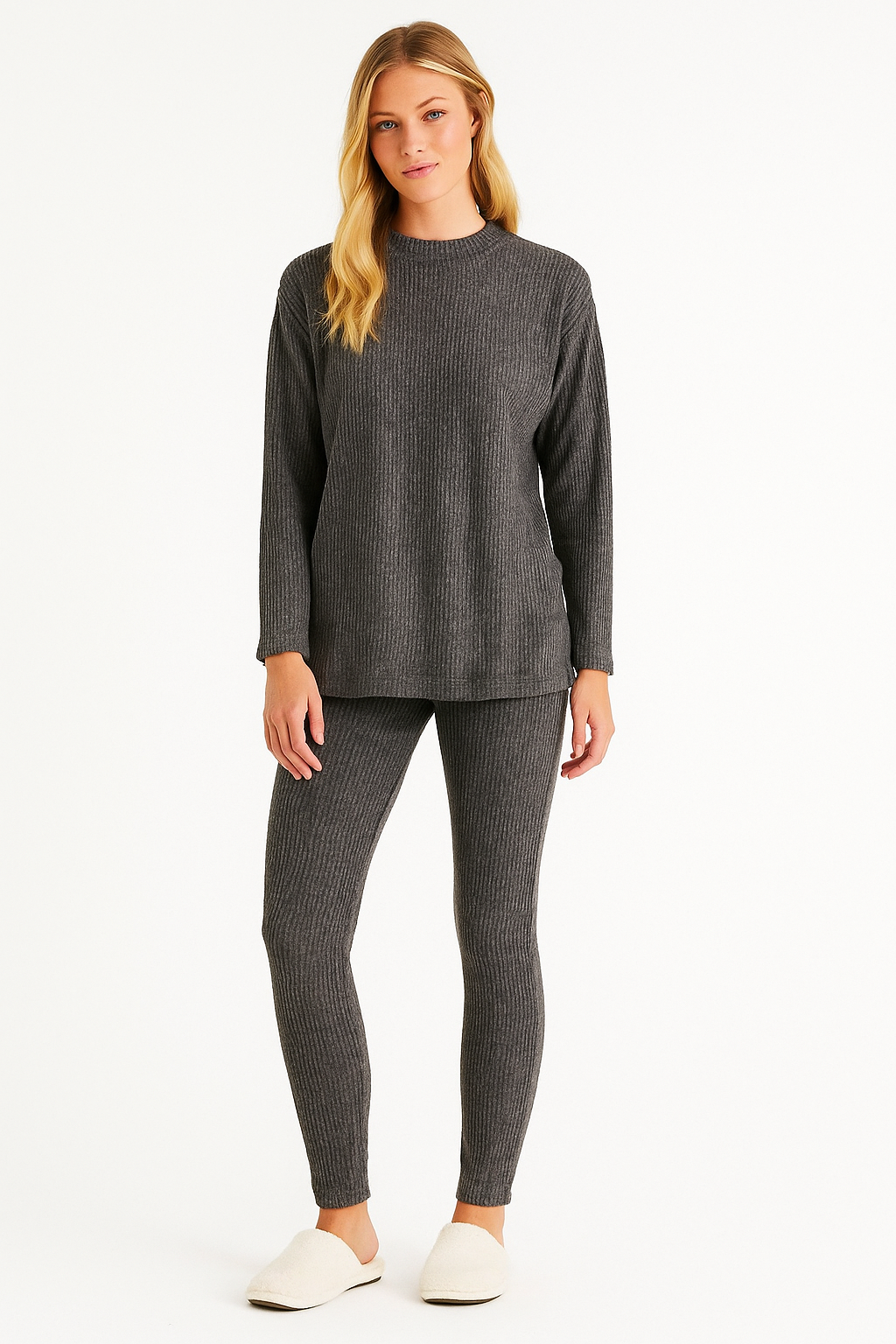 Soft Ribbed Textured Loungewear Set