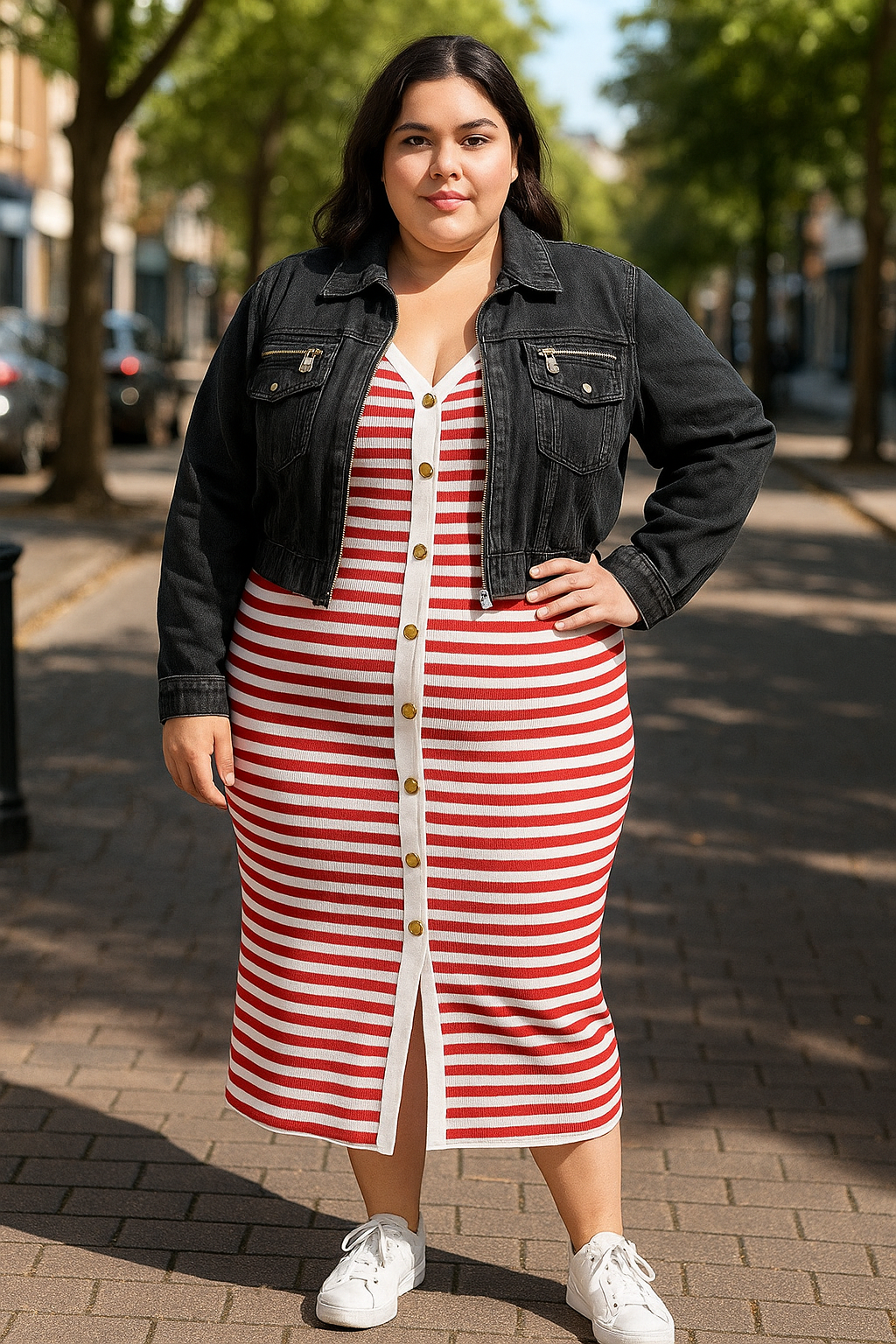 Extremely Stretchy Stripe Button Detail Midaxi Bodycon Dress