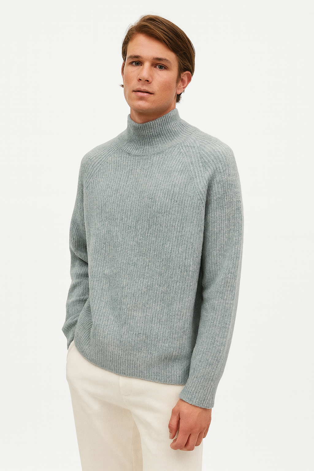 Men's High Neck Chunky Thick Knit Jumper