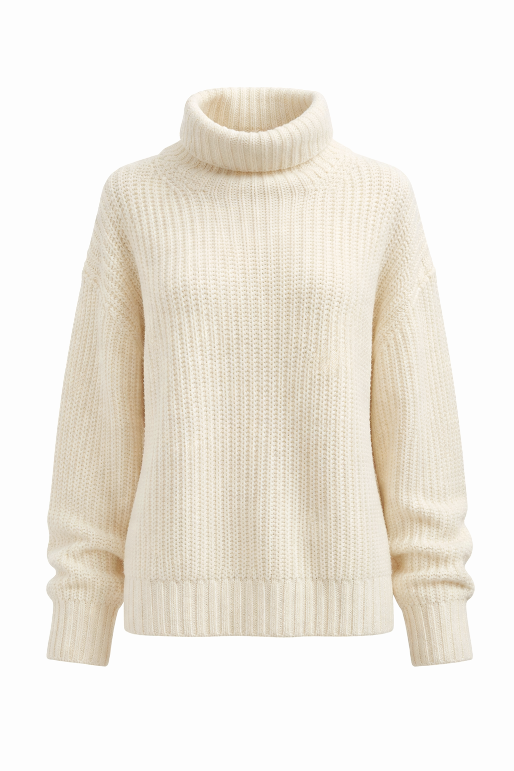 Waffle Style Knit Roll Neck Soft Relaxed Knit Jumper