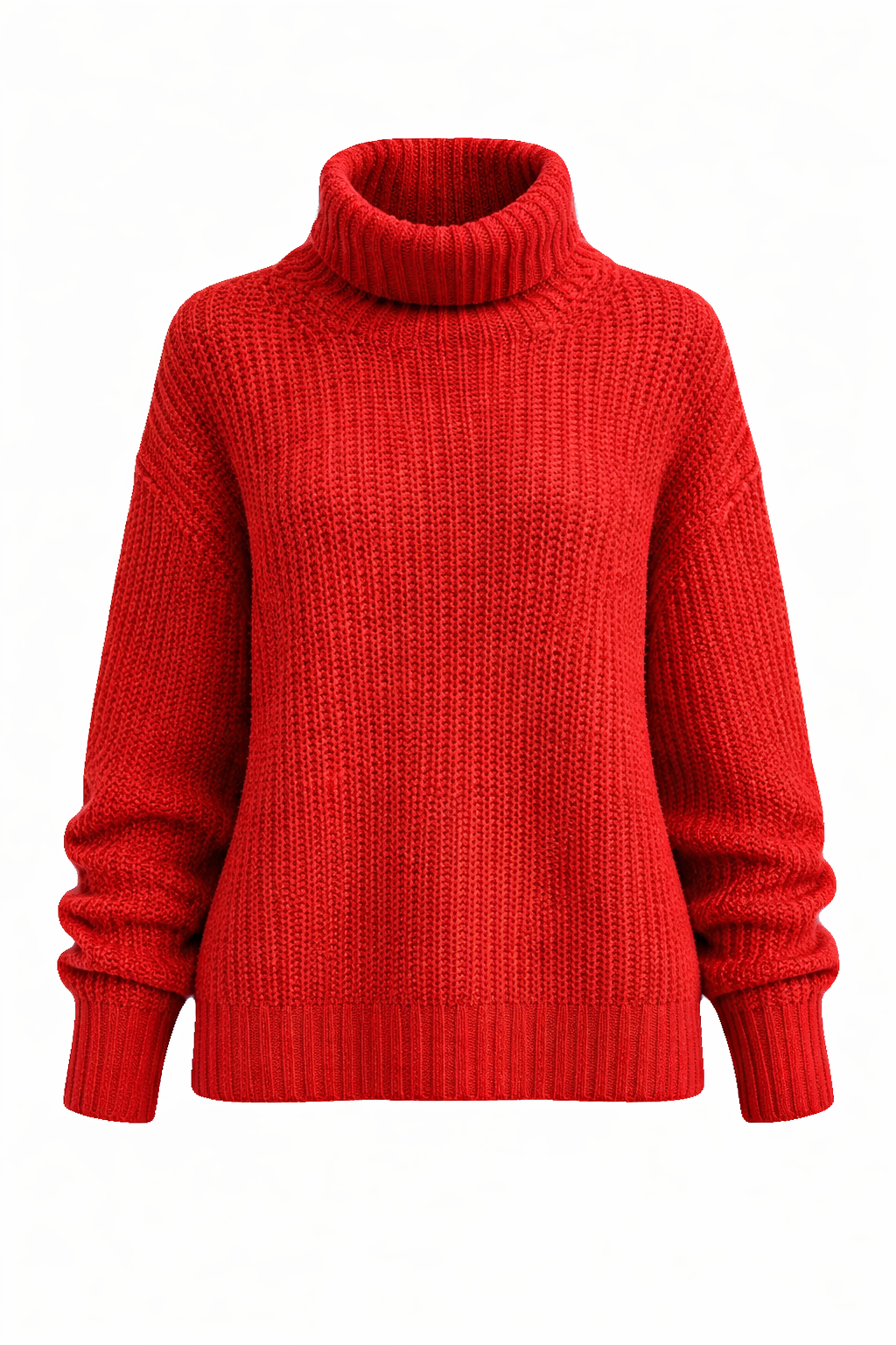 Waffle Style Knit Roll Neck Soft Relaxed Knit Jumper