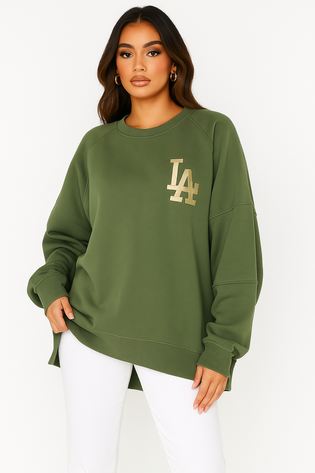 Wholesale Women's Slogan Hi-Low Relaxed Fit Sweatshirt (PACK OF 2)