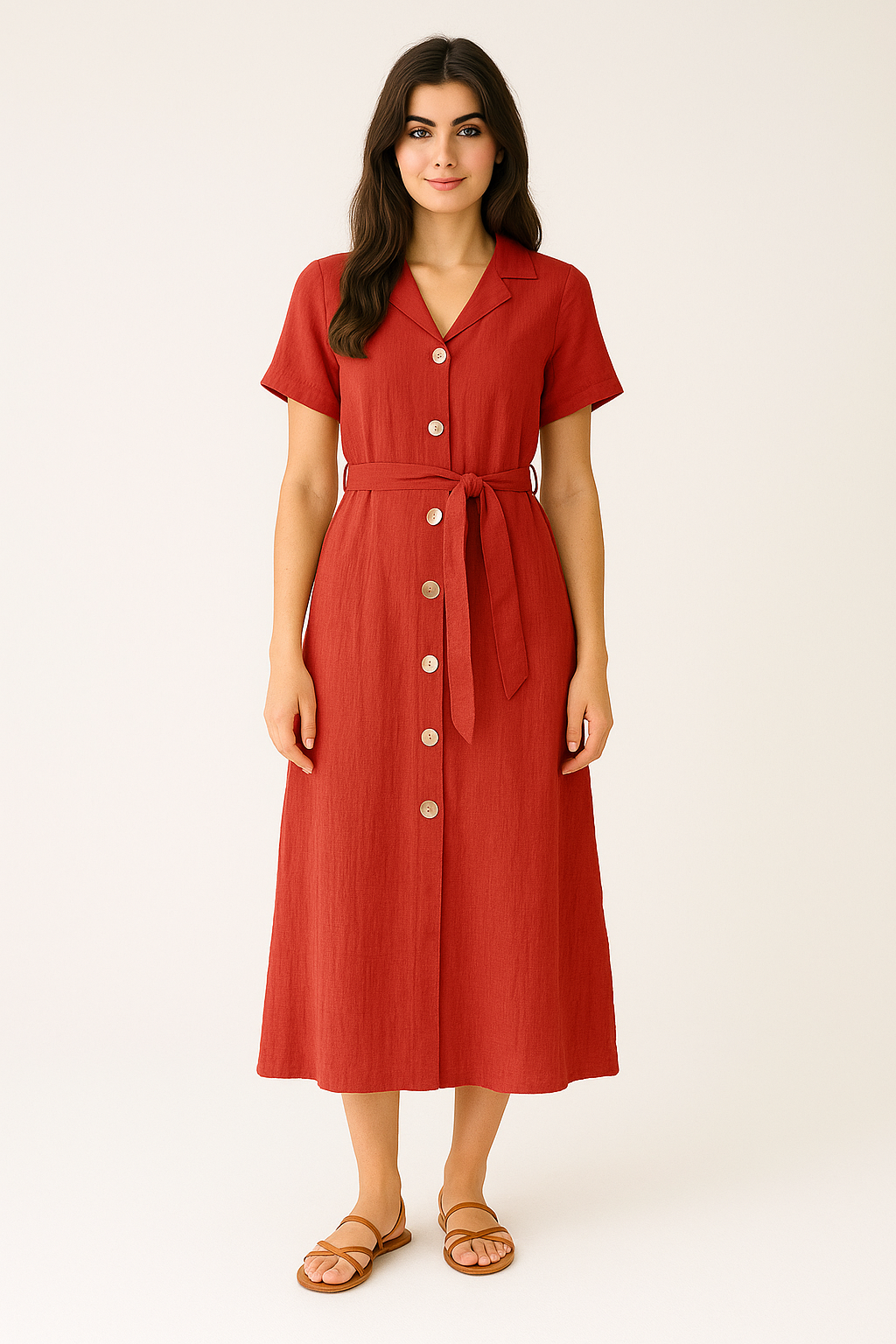 Cheesecloth Cotton Fabric Lined Tie Up A-Line Dress