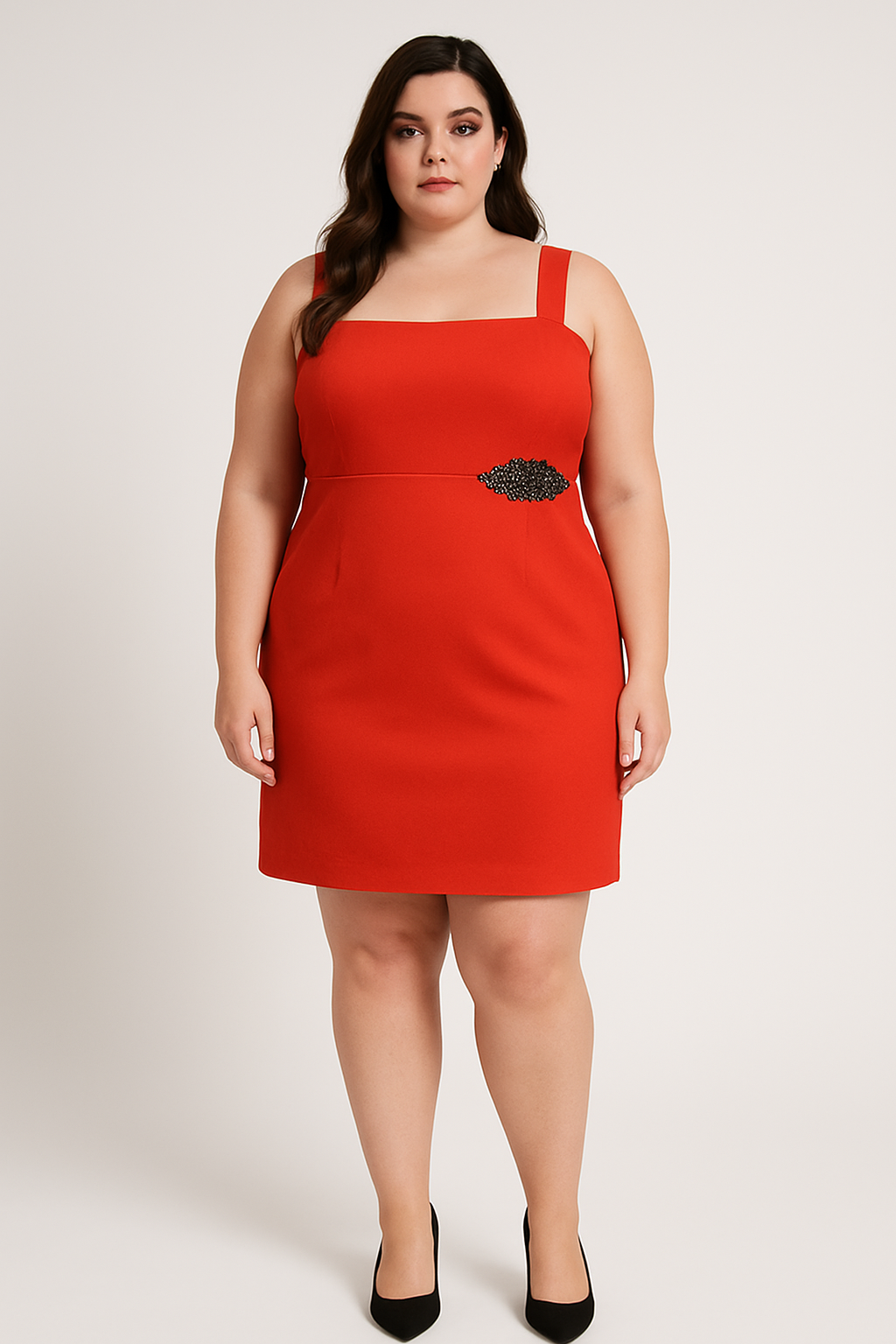 Plus Size Cross Straps Clustered Beadwork Occasion Dress