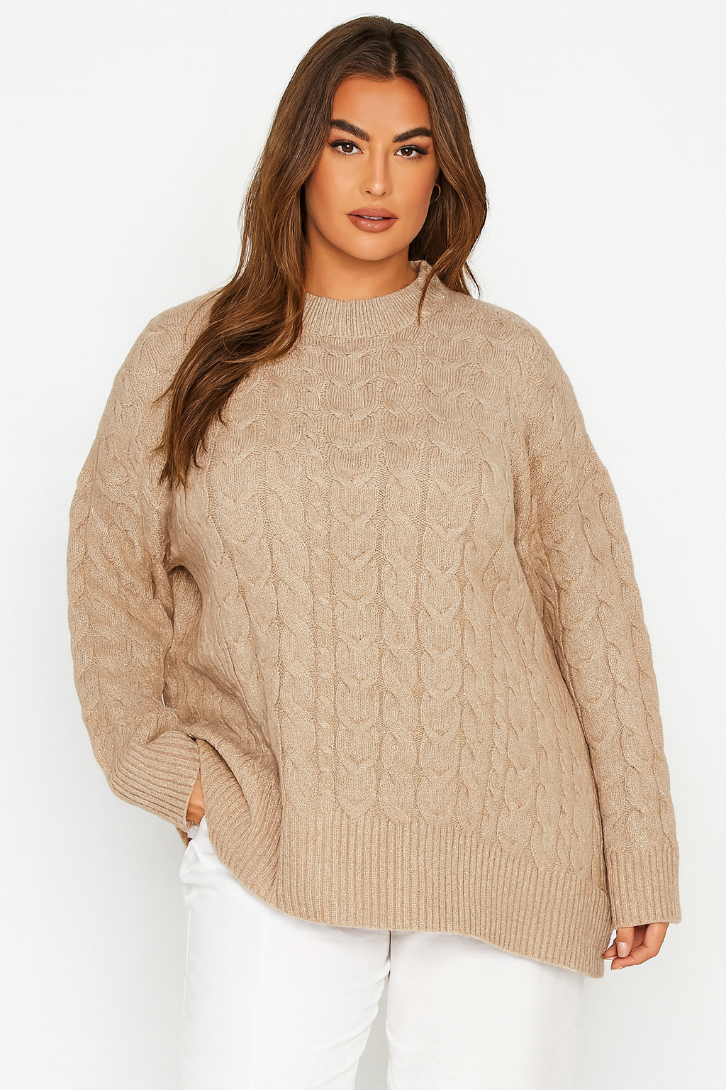 Chunky Cable Knit Relaxed Fit  Pullover