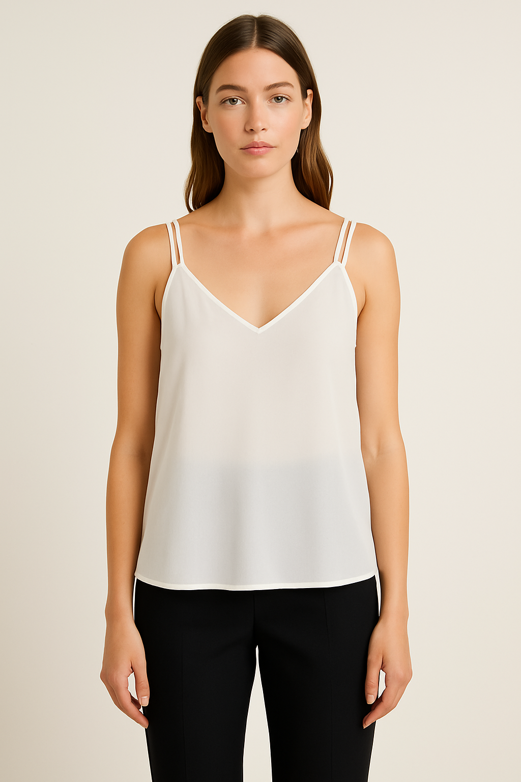 Strappy Sheer White Camisole Top