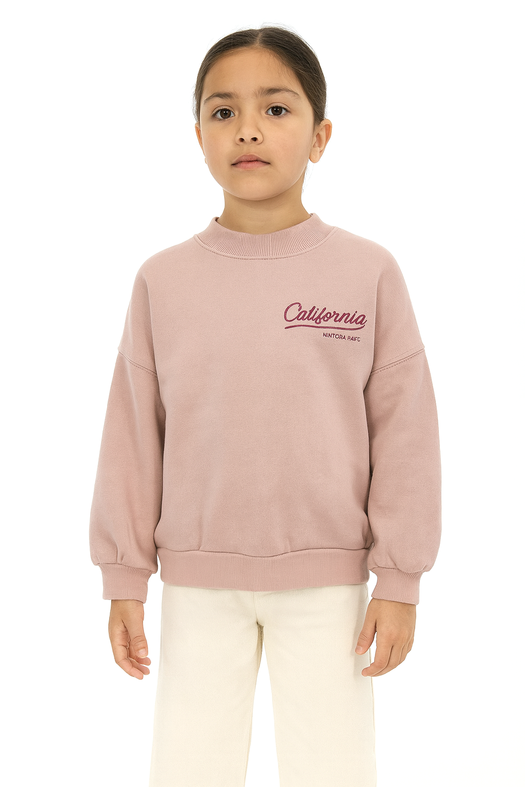 Girls' Casual Dusty Pink Sweatshirt