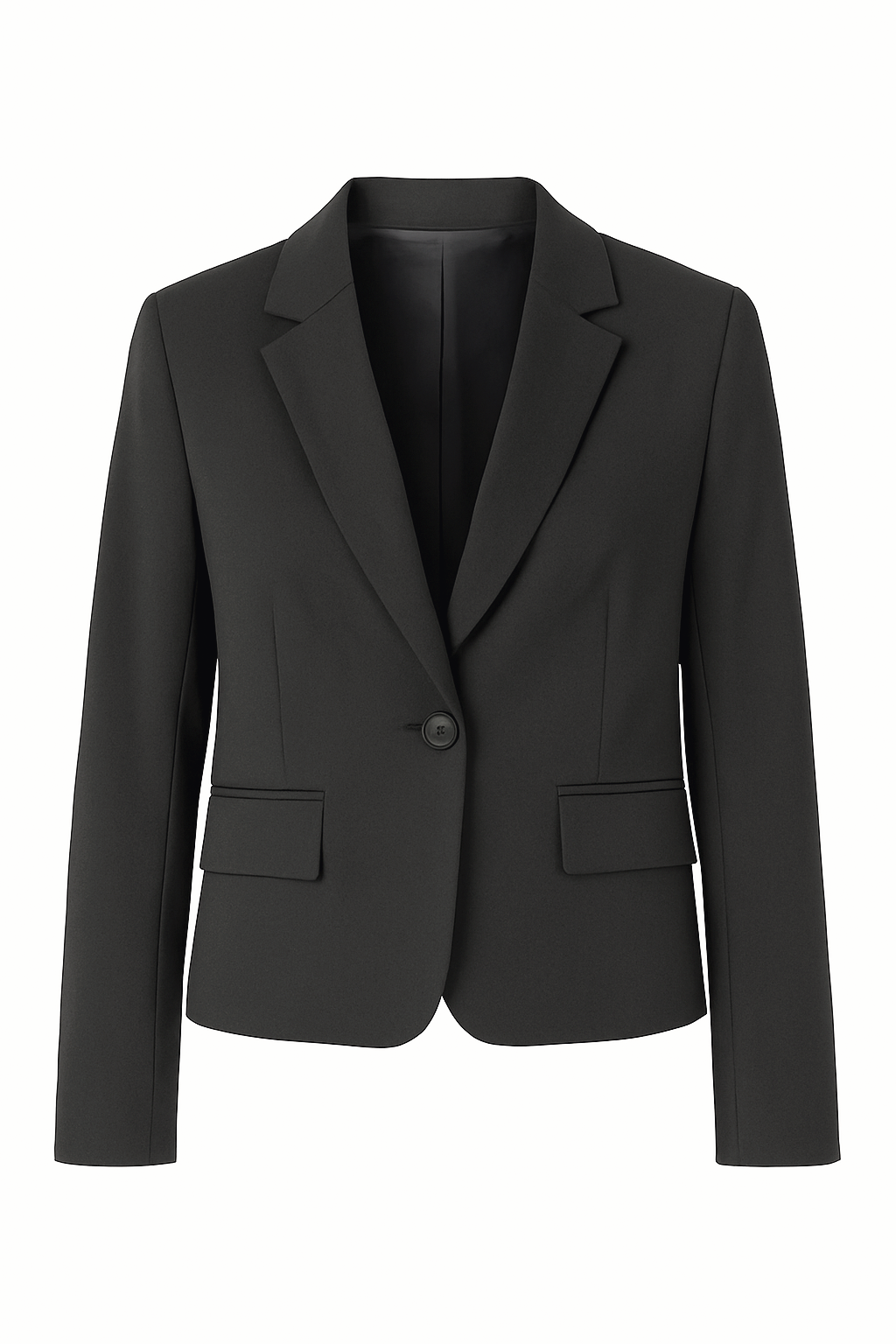 Classic Single Button Fitted Silhouette Hip Length Blazer