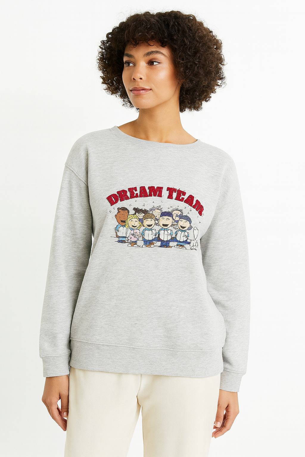 Graphic Print Long Sleeve Cotton Lightweight Sweatshirt