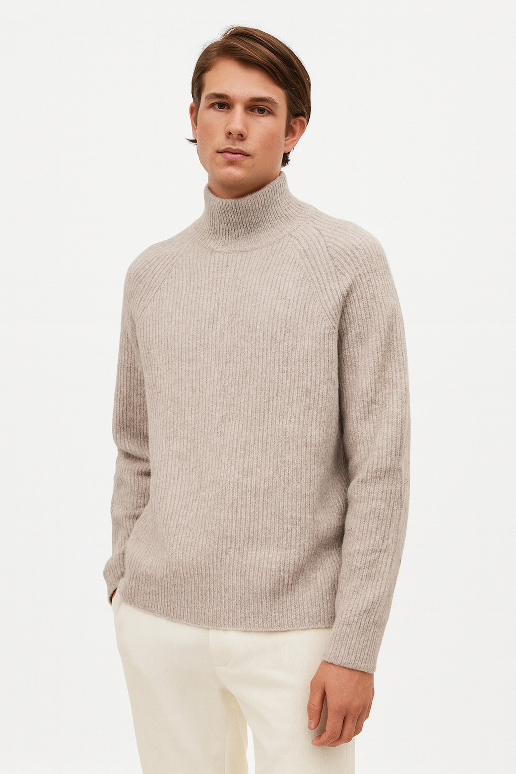 Men's High Neck Chunky Thick Knit Jumper