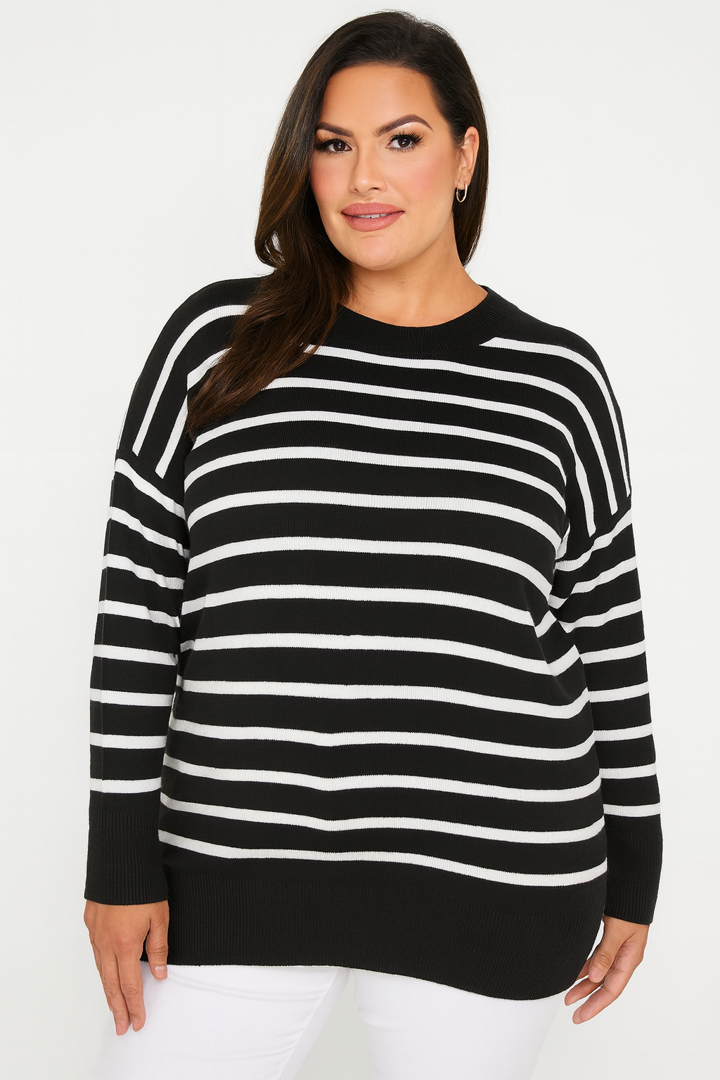 Lightweight Viscose Blend Stripe Knitted Pullover