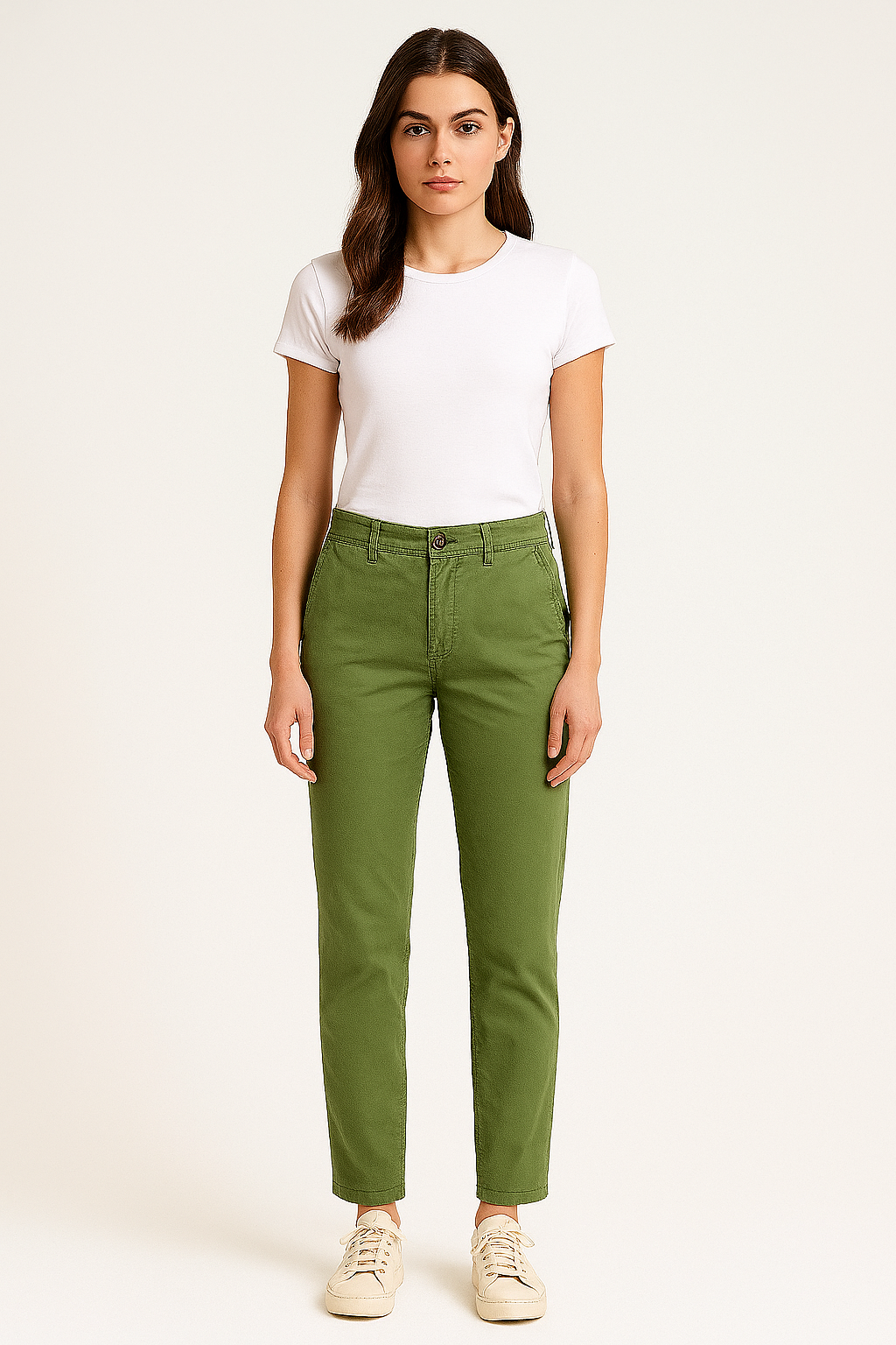 Mid Rise Extremely Stretchy Tall Girlfriendly Tapered Cotton Trousers