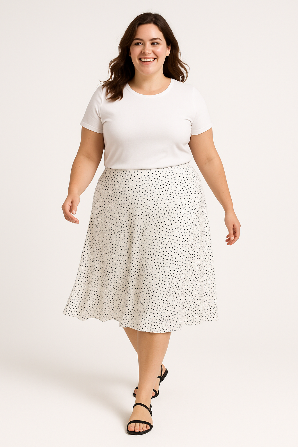 Stretchy Jersey Fabric Polka Dot Skater Skirt