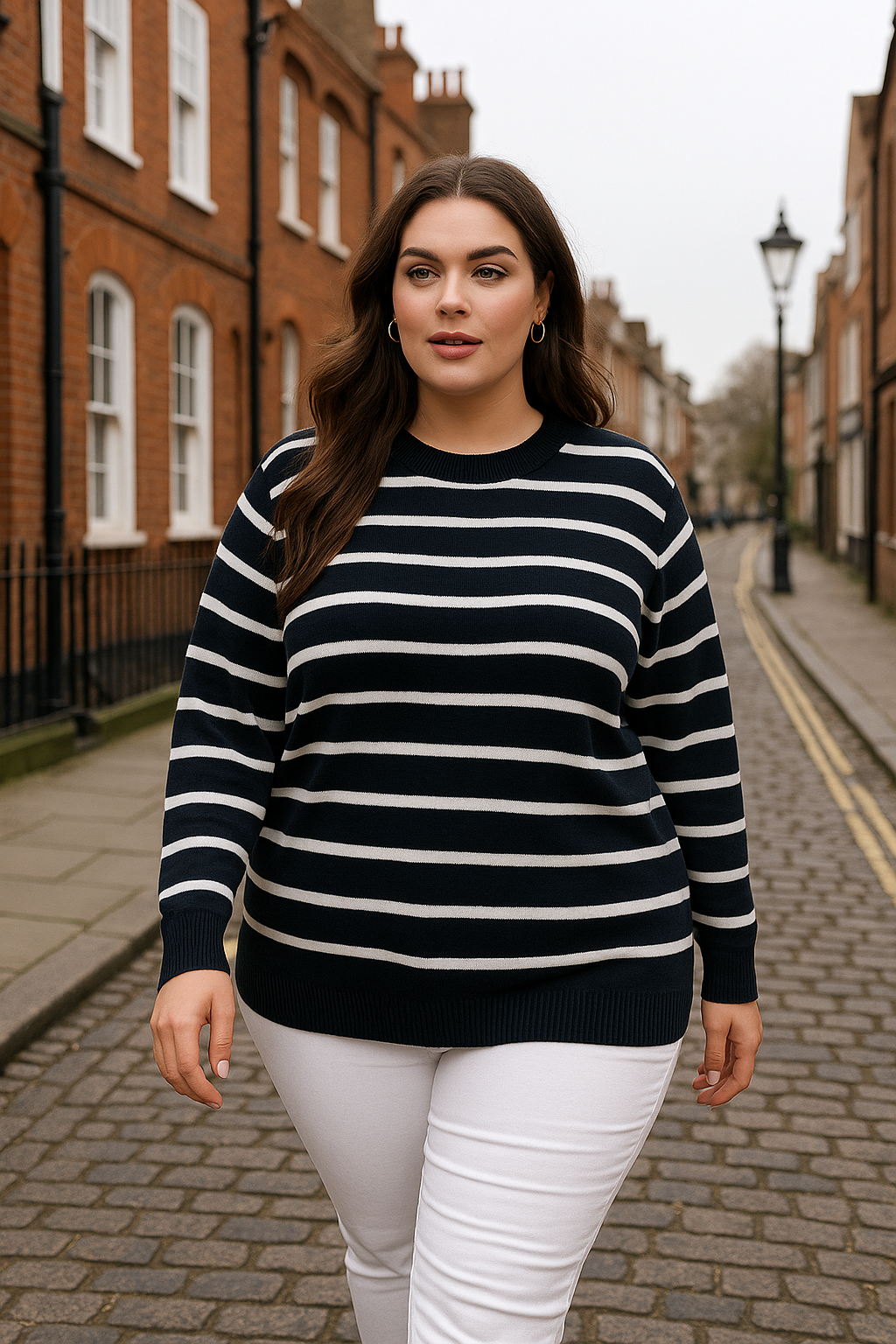 Lightweight Viscose Blend Stripe Knitted Pullover