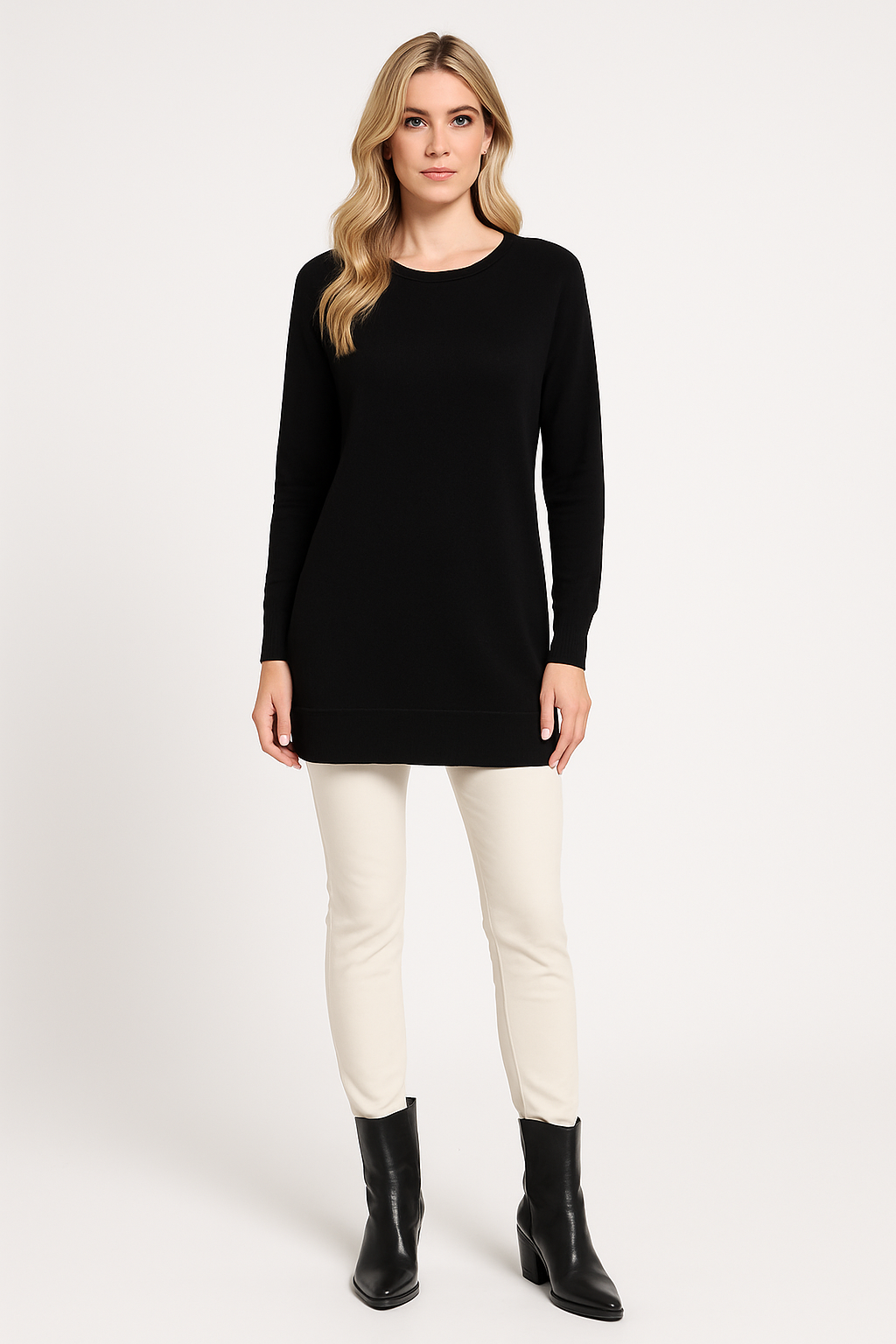 Lightweight Viscose Blend Knitted Longline Sweater