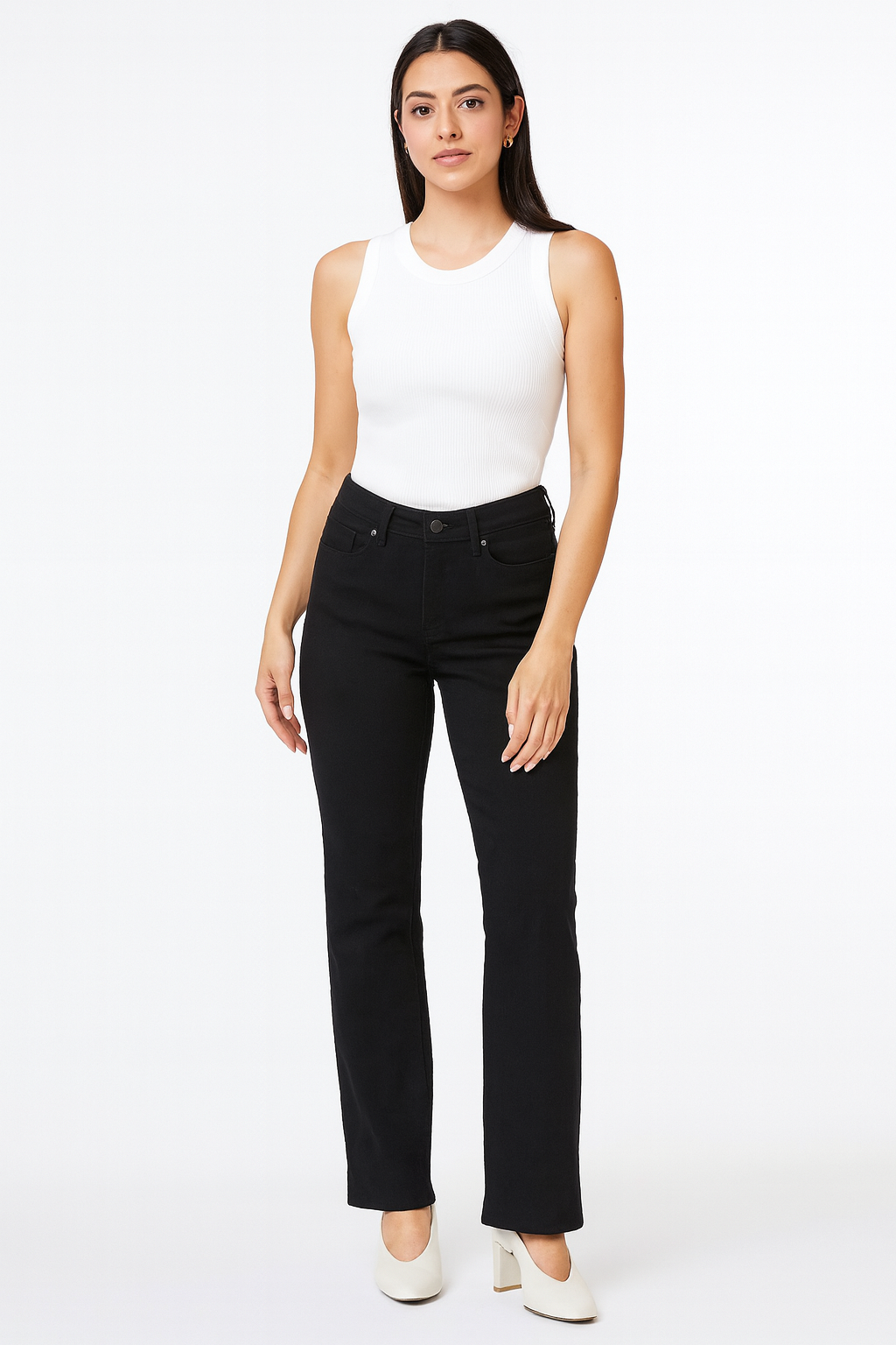 Low Rise Straight Long Leg Black Denim Jeans