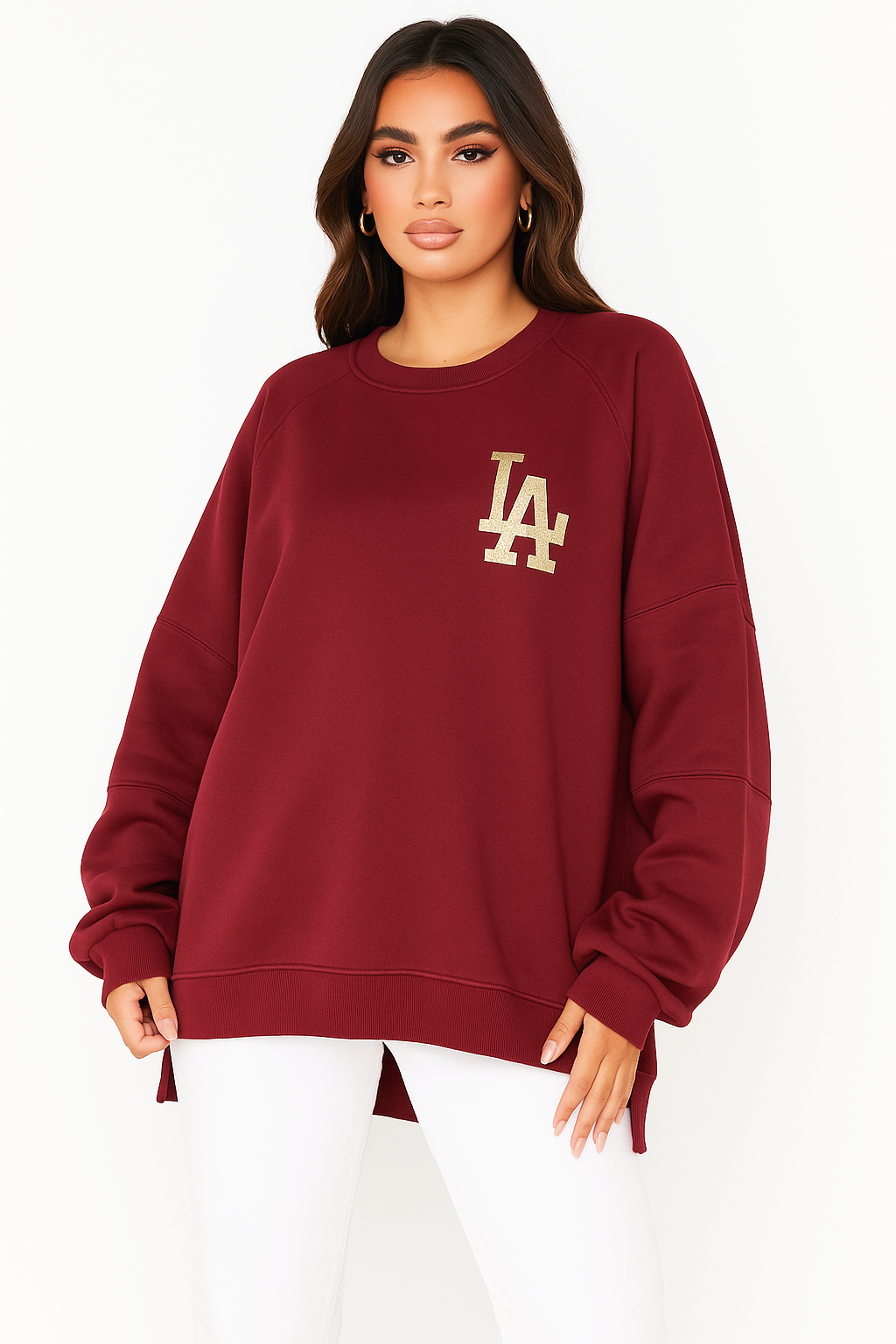 Wholesale Women's Slogan Hi-Low Relaxed Fit Sweatshirt (PACK OF 2)