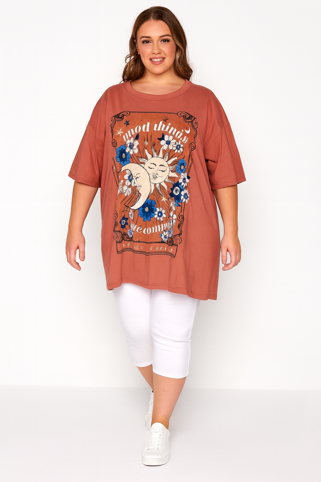 Graphic Print Relaxed Fit Cotton Plus Size T-shirt