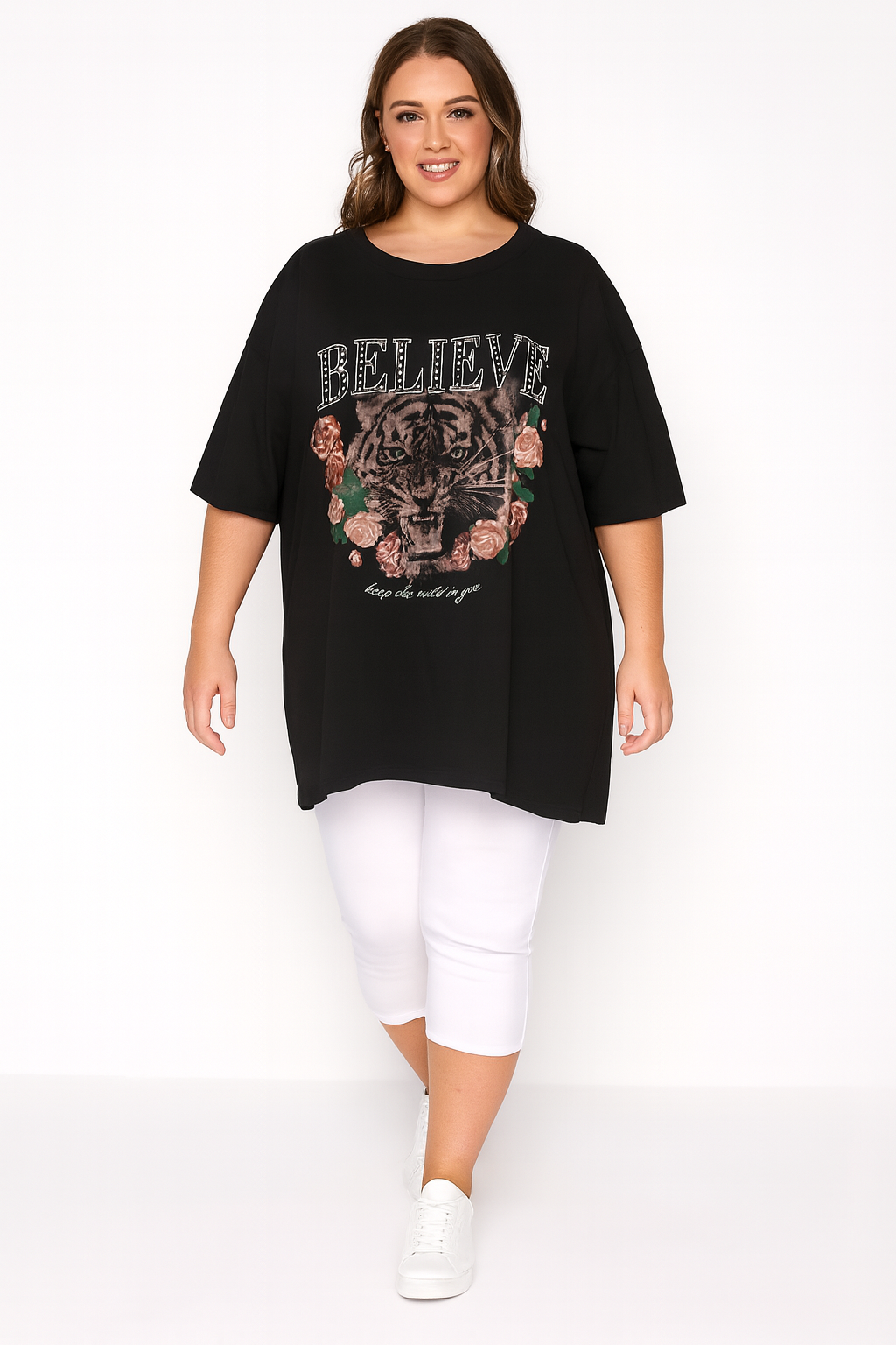 Graphic Print Relaxed Fit Cotton Plus Size T-shirt