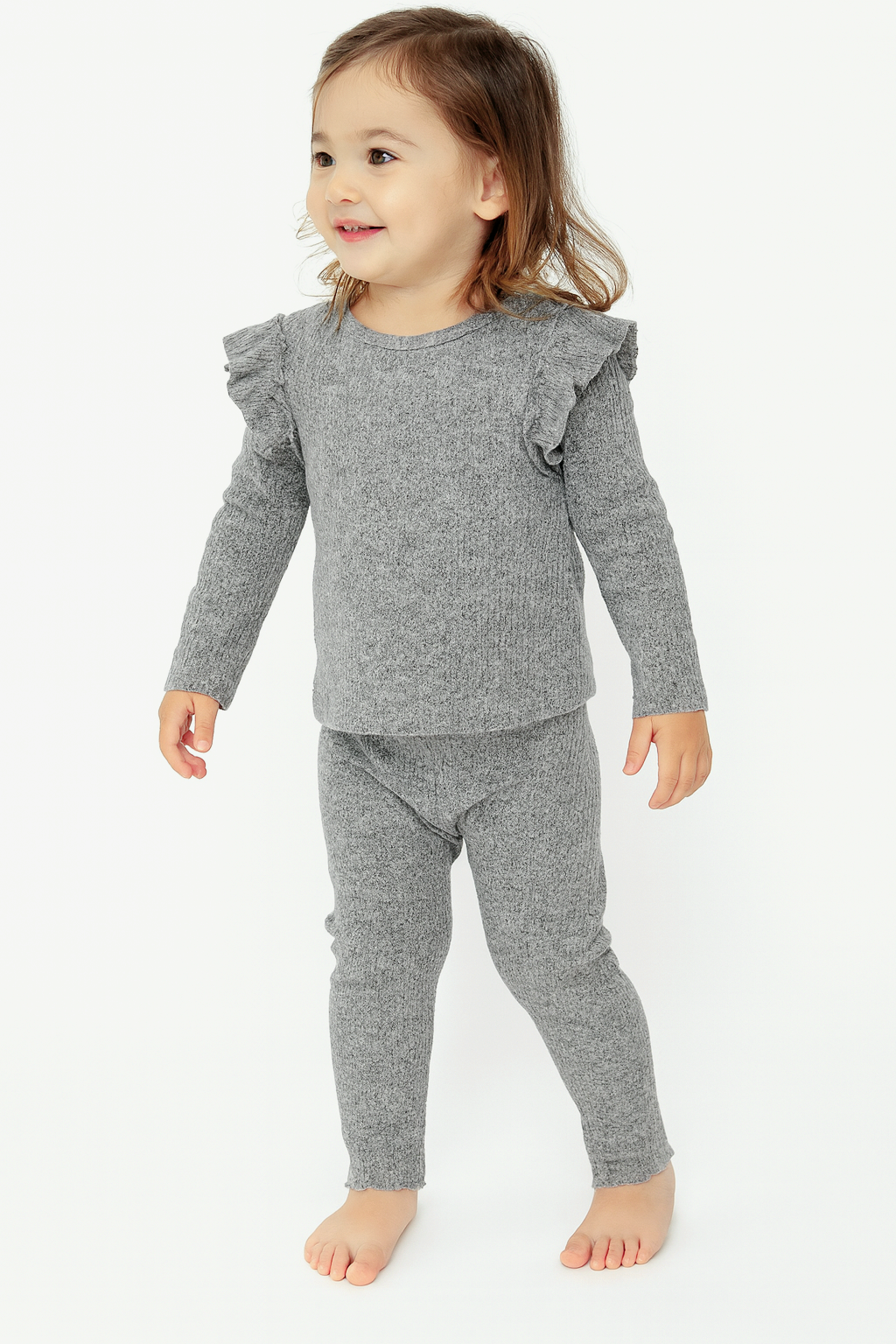 Girls' Two-Piece Ribbed Knit Lounge Set