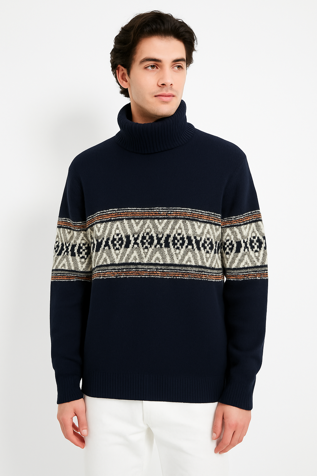 Fairisle Chunky Knit High Neck Jumper