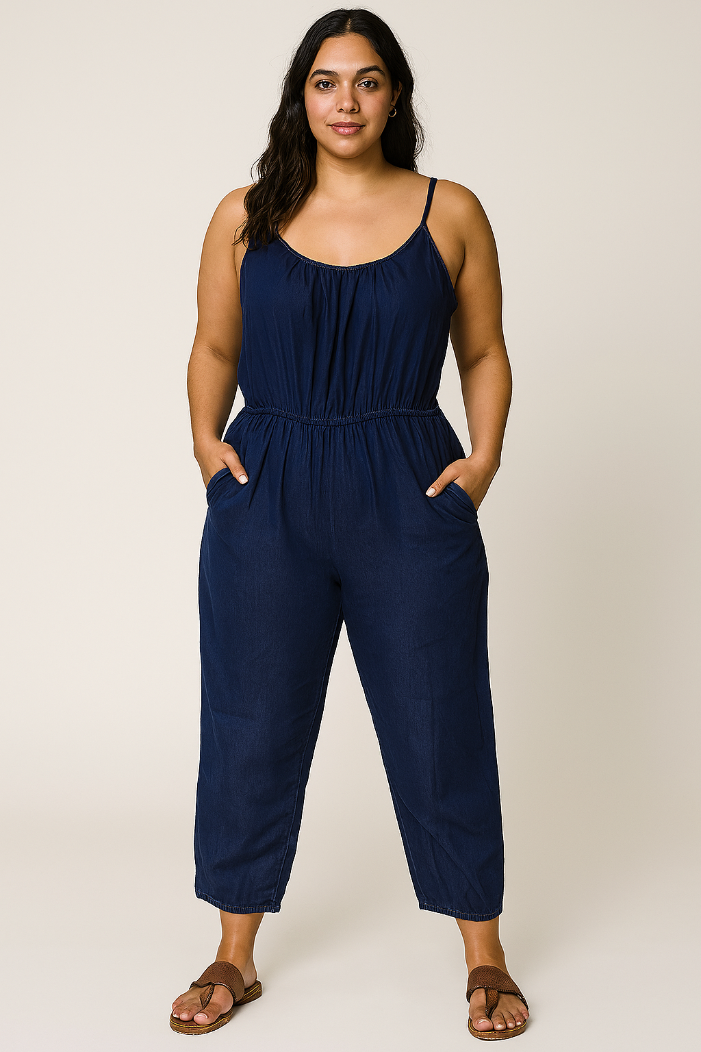 Lightweight Elasticated Waist Relaxed Fit Jumpsuit