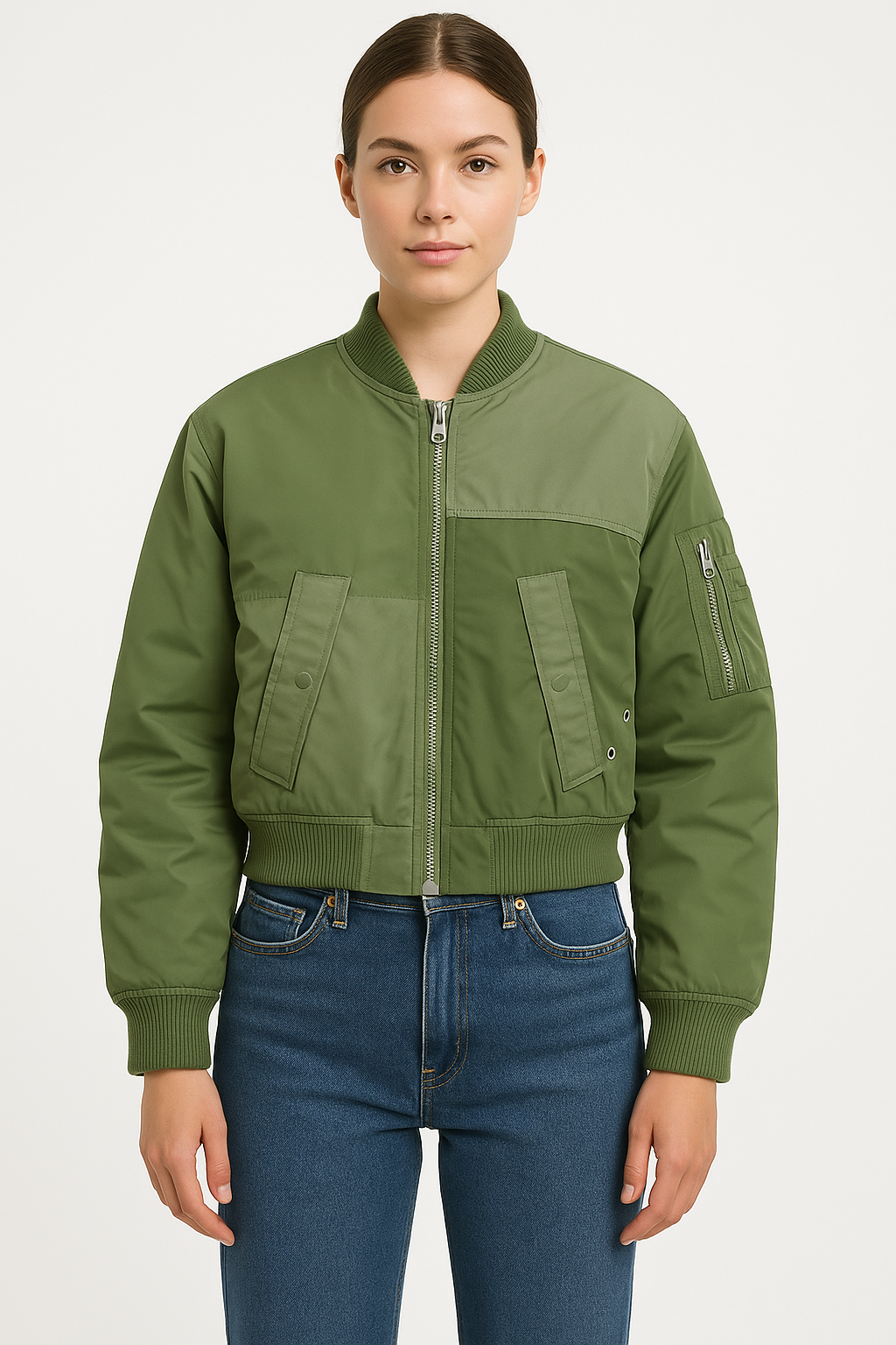 Contrast Colourblock Bomber Jacket