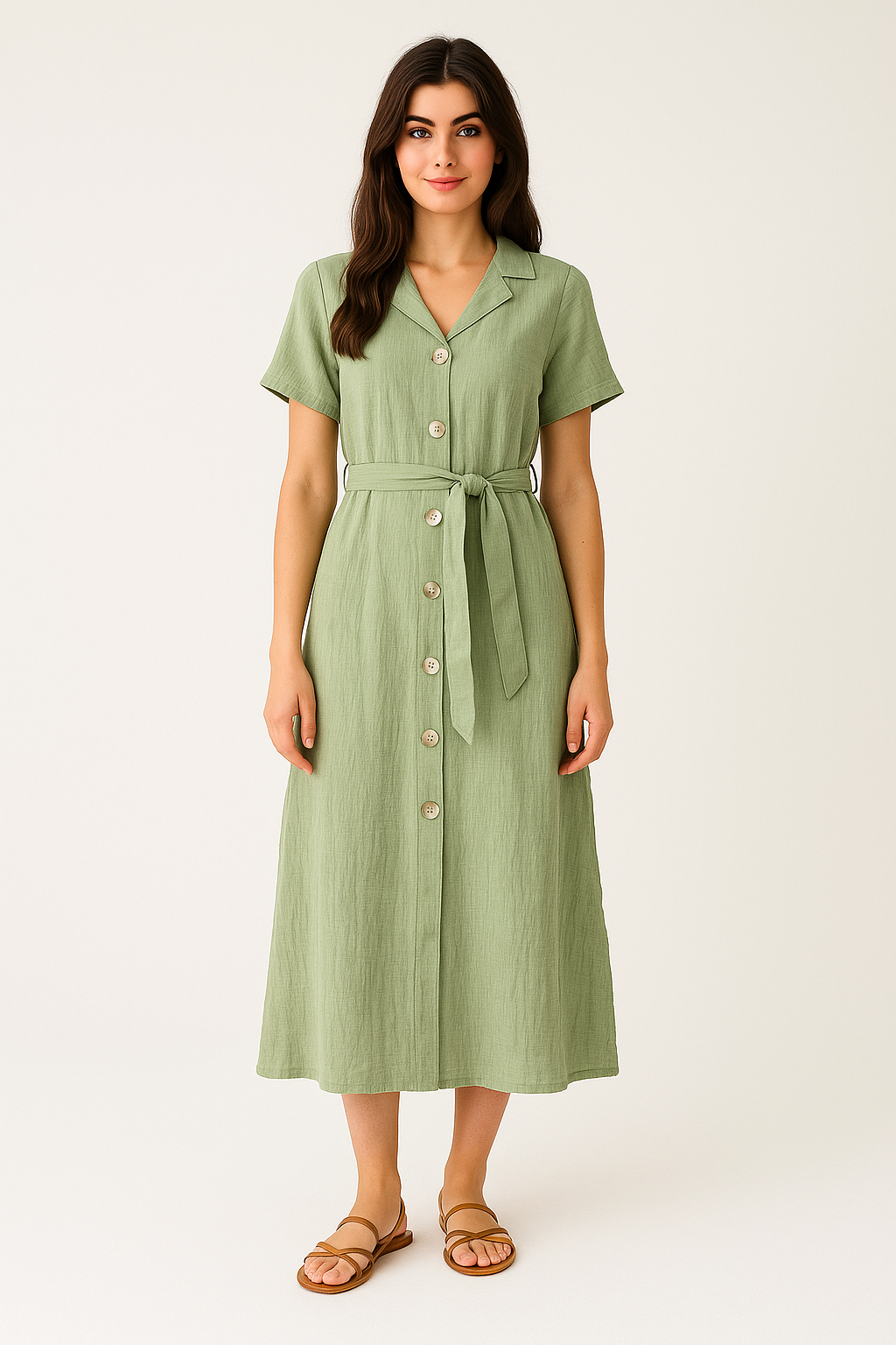 Cheesecloth Cotton Fabric Lined Tie Up A-Line Dress