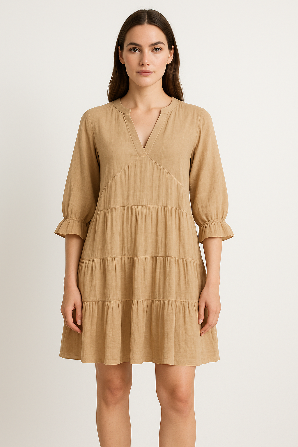 Viscose And Cotton Blend Lined Blend Holiday Dress
