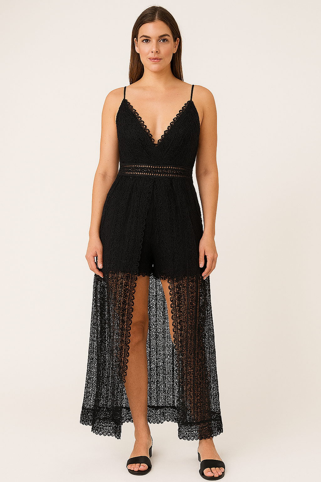 Adjustable Straps Bohemian Style Lace Cotton Blend Fishtale Playsuit