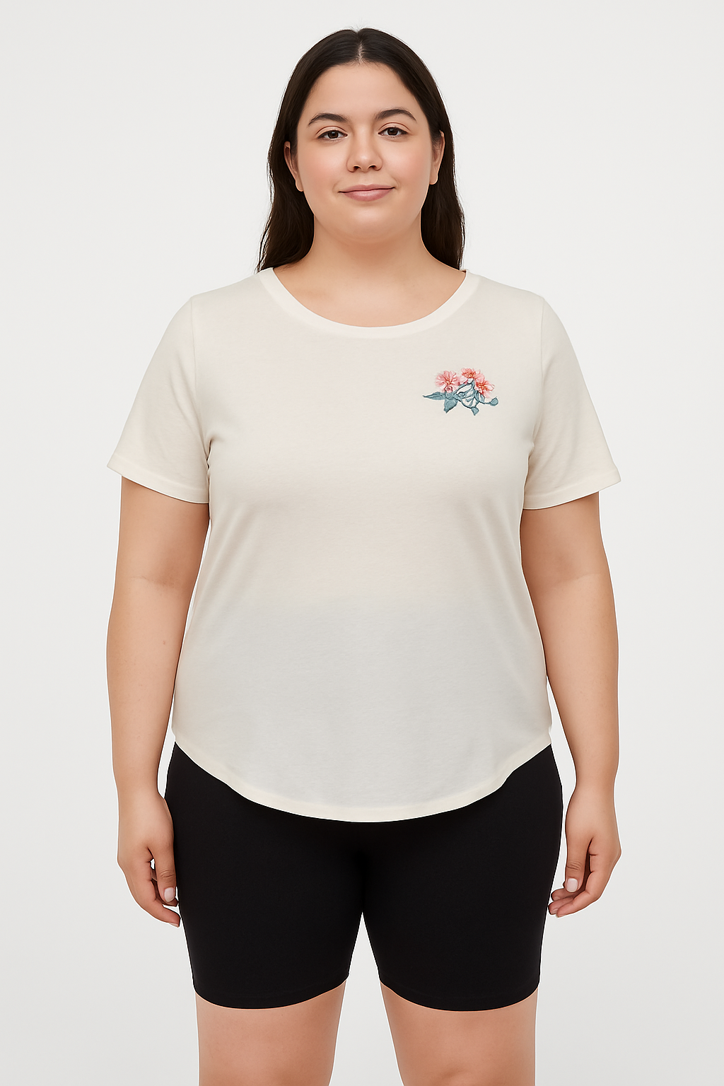 Wholesale Women’s Flower Print Lightweight Cotton Blend T-shirt (BOX OF 14)