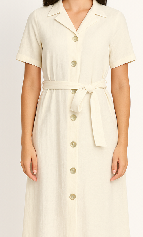 Cheesecloth Cotton Fabric Lined Tie Up A-Line Dress