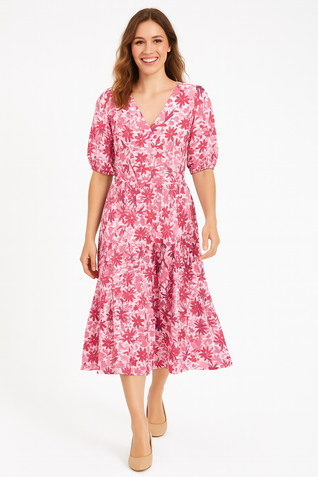 Button Down Front Layered Relaxed Fit Long Dress