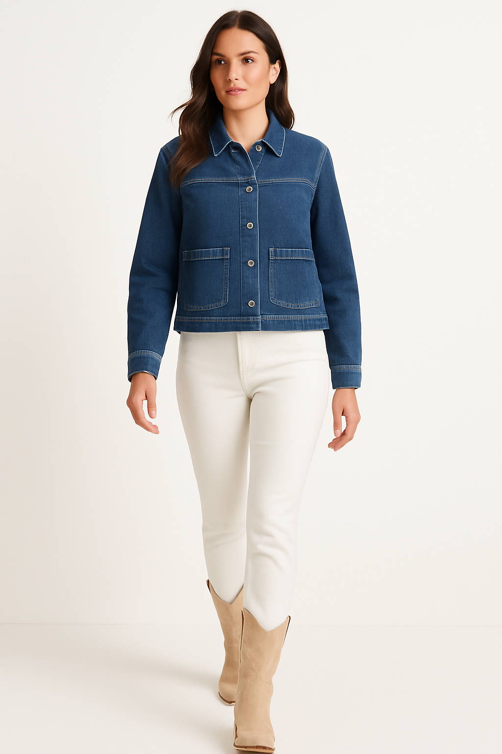 Straight Cut Patch Pocket Lightweight Denim Jacket