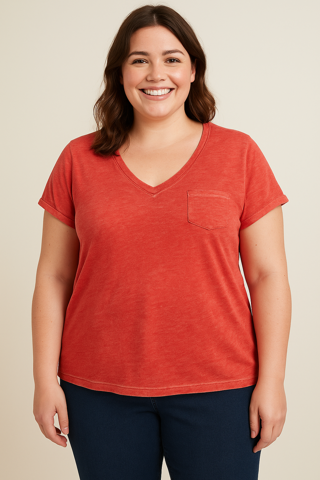 Heathered Effect Short Sleeves T-shirt