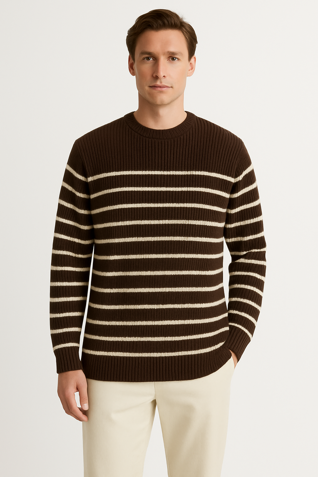 Men's Chunky Striped Knitted Pullover