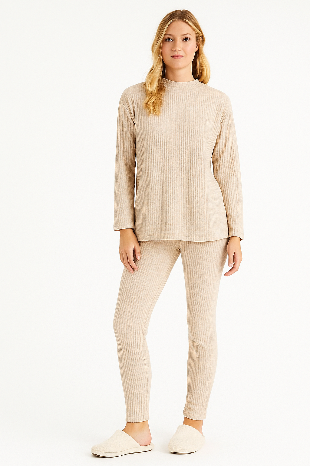 Soft Ribbed Textured Loungewear Set