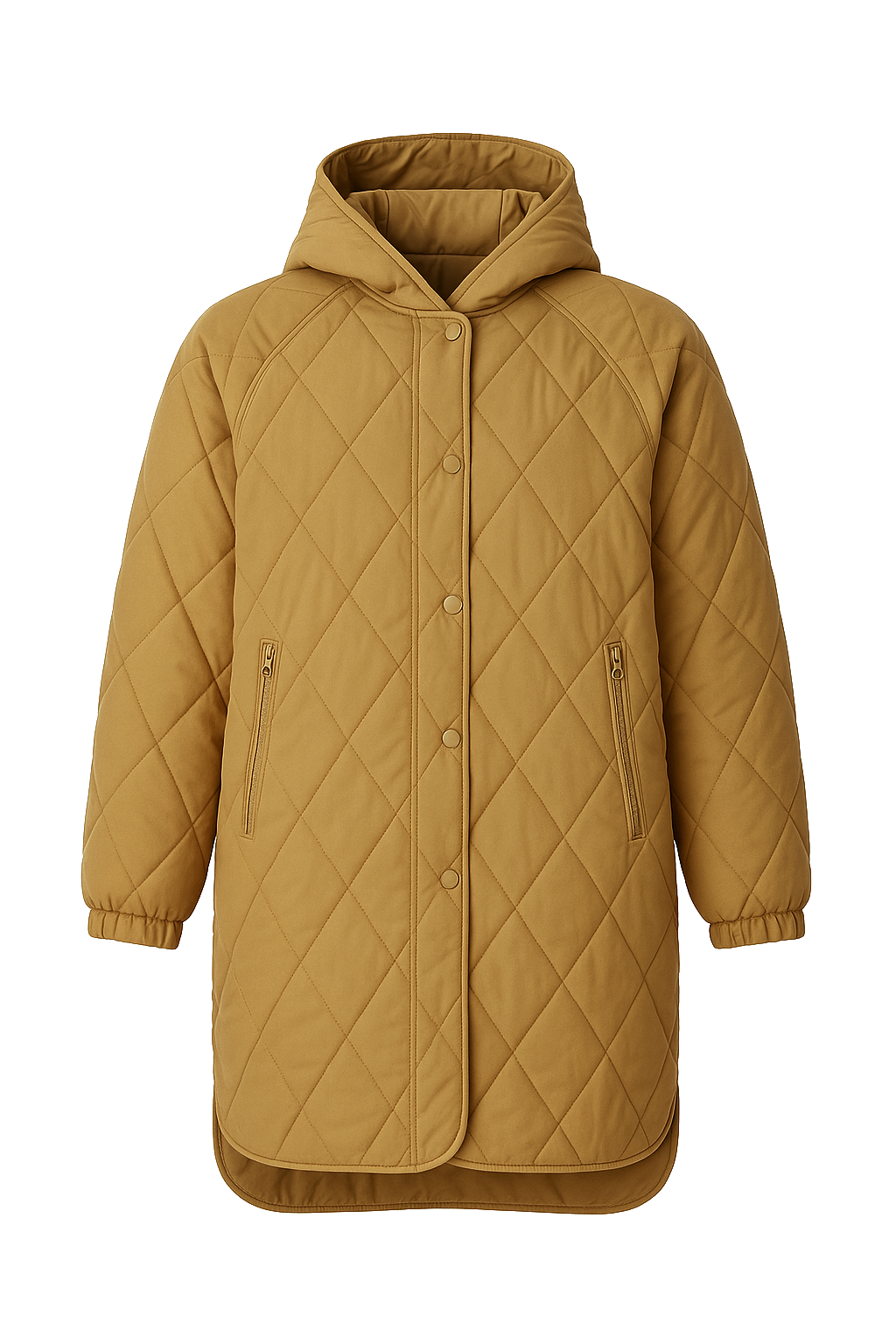 Relaxed Fit Quilted Hooded Midi Puffer Jacket