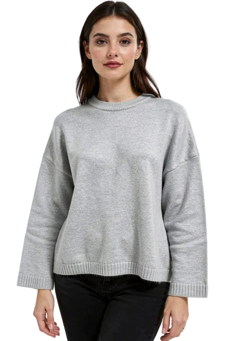High Crew Neck Fuzzy Knitted Cropped Jumper