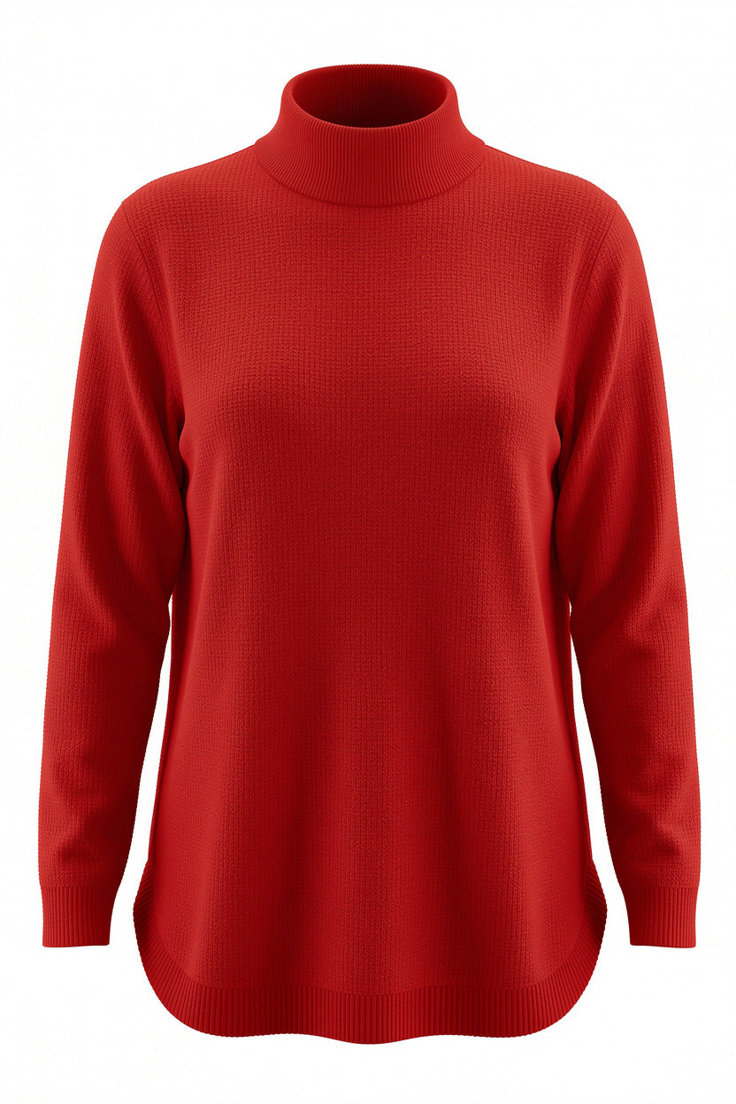 Plus Size Soft Knit Mock Neck Longline Jumper