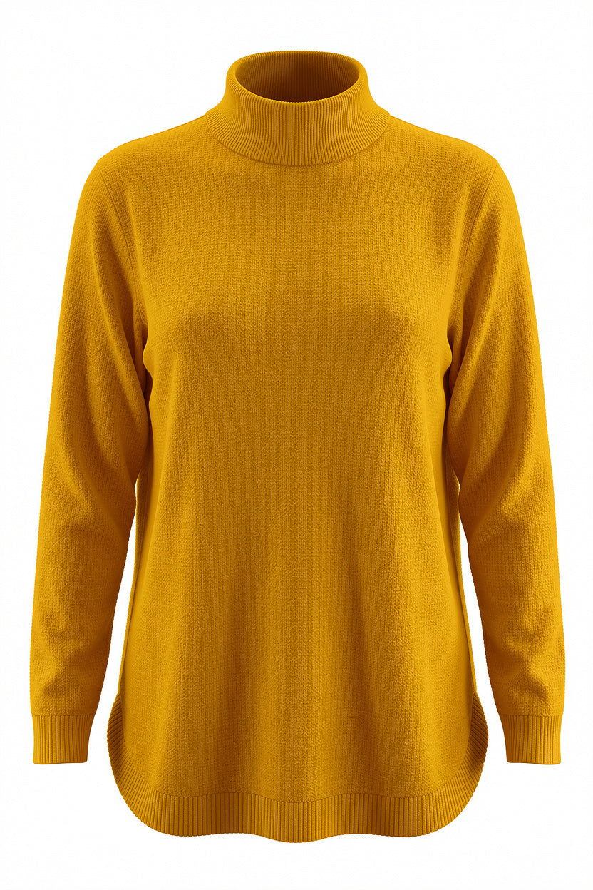 Plus Size Soft Knit Mock Neck Longline Jumper