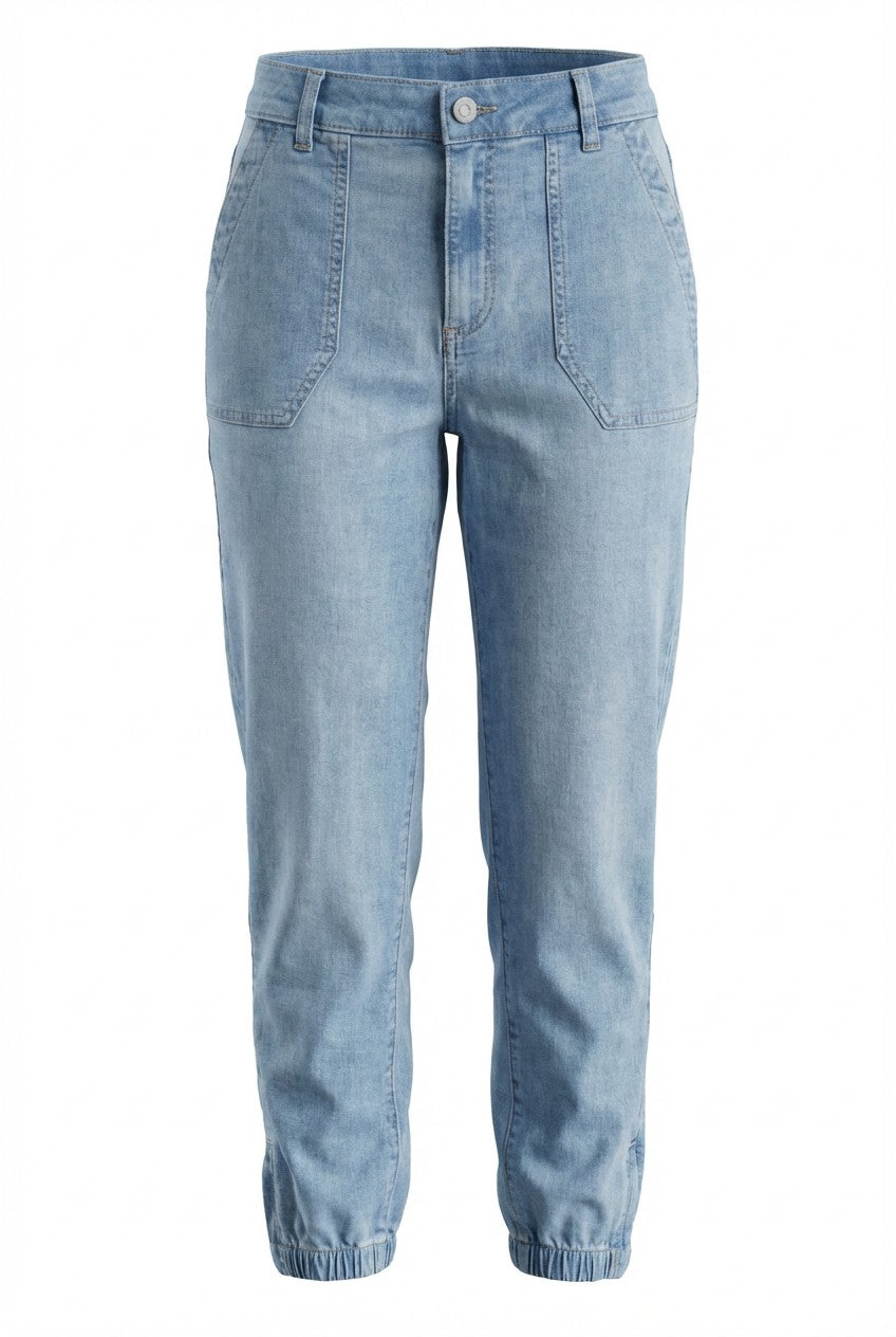 Elasticated Waist Tapered Leg Denim Joggers