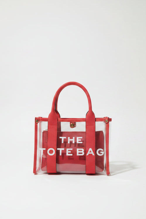 Clear Medium Size Tote Bag And Makeup Purse 2 in 1 Set