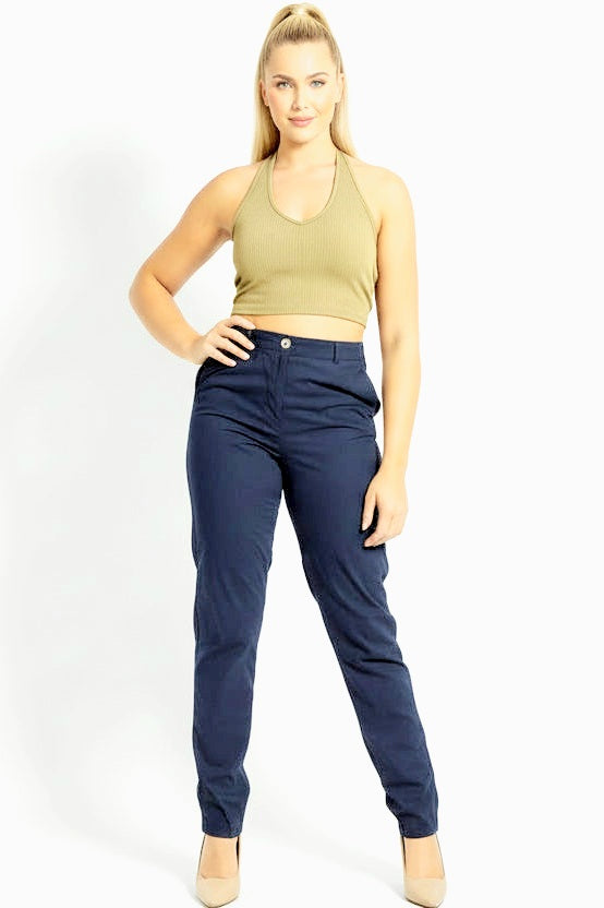 High Rise Tapered Leg Faded Slacks