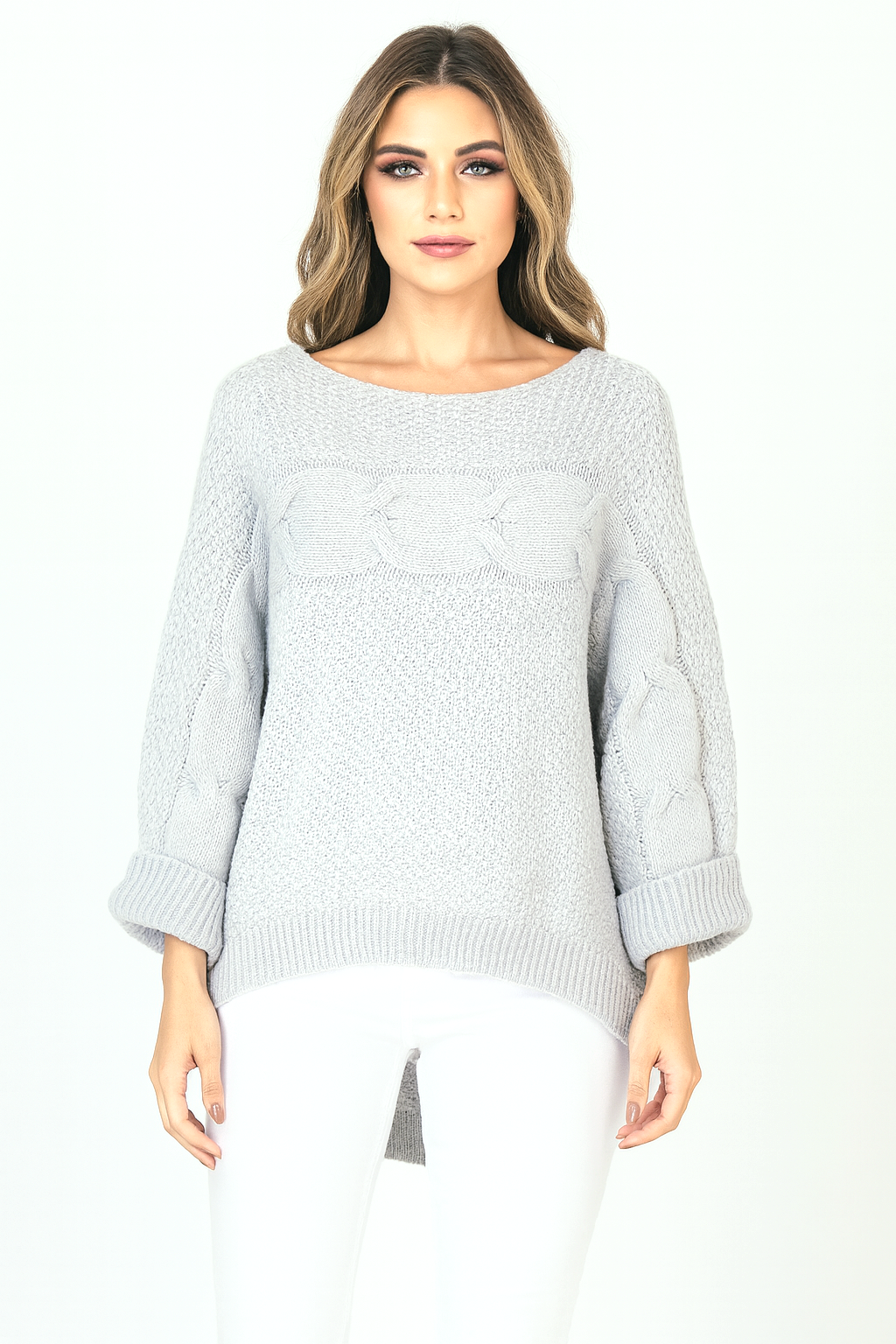 Horizontal Braid Slouchy Fit Pullover