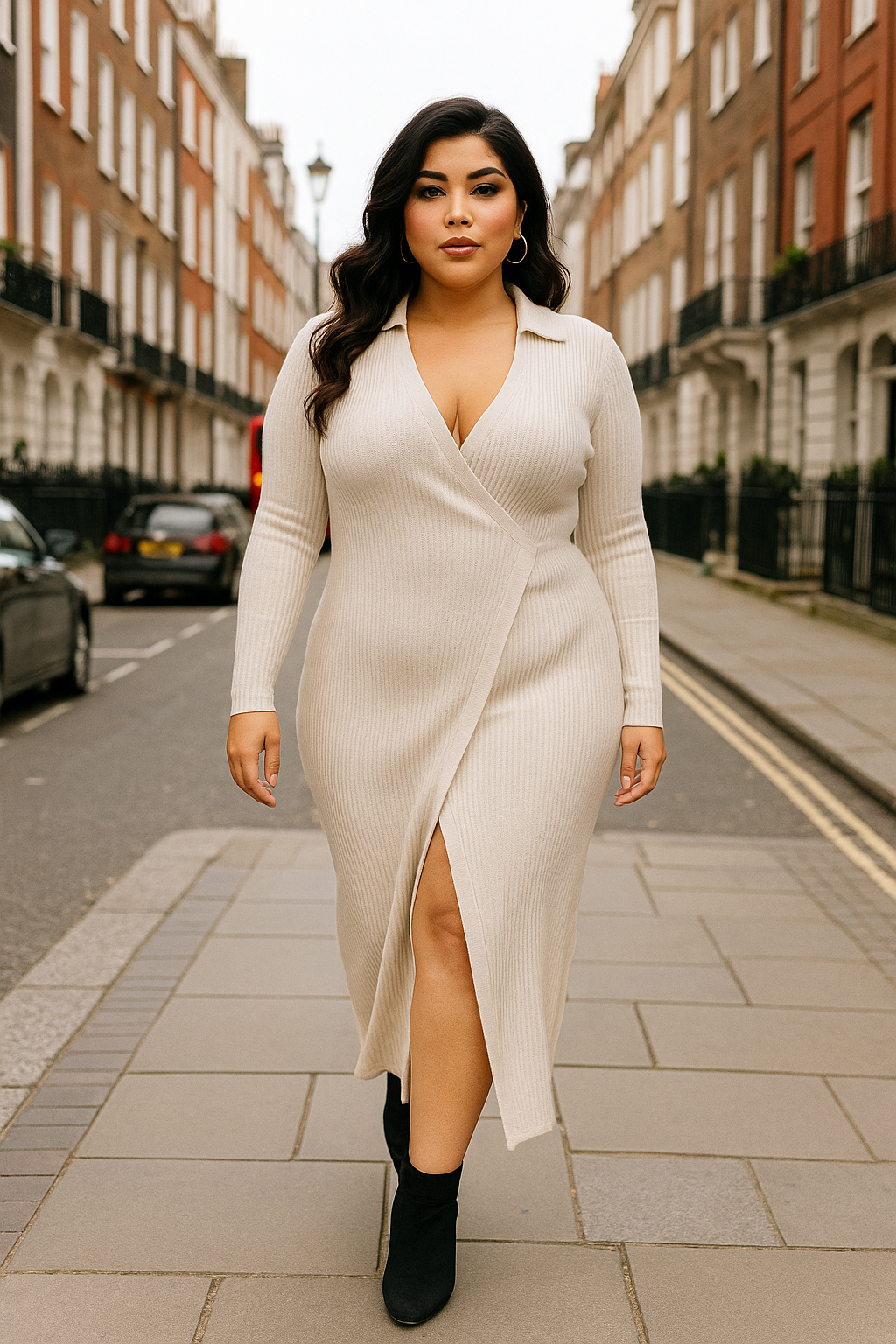 Ribbed Viscose Blend Tie Wrap Up Extra Long Knitted Dress