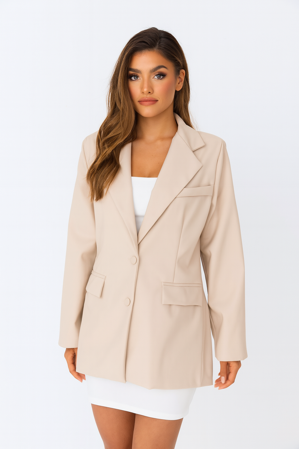Leather Look Relaxed Fit Tailored Blazer