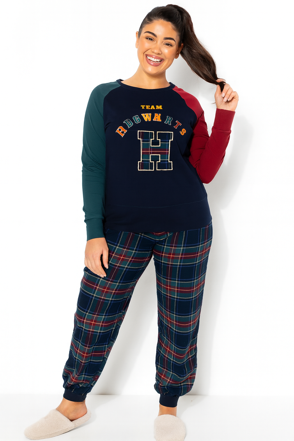 Colour Block Tartan Pattern Pyjama Set