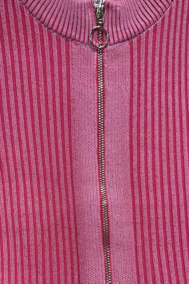Melange Ribbed Viscose Blend Knit Midi Zip Bodycon Dress
